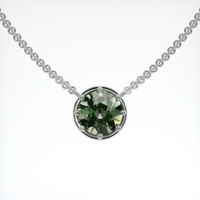 2.17 Ct. Green Sapphire Pendant, 14K White Gold 1