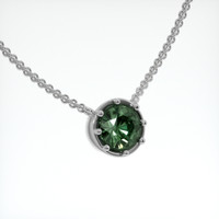 2.14 Ct. Green Sapphire Pendant, 14K White Gold 2