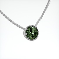 2.17 Ct. Green Sapphire Pendant, 18K White Gold 2