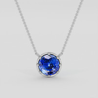 1.63 Ct. Blue Sapphire Pendant, 18K White Gold 1