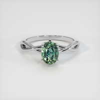 1.70 Ct. Greenish Blue Sapphire Ring, Platinum 950 1