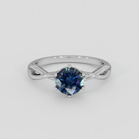 1.37 Ct. Greenish Blue Sapphire Ring, Platinum 950 1