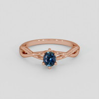 0.39 Ct. Greenish Blue Sapphire Ring, 14K Rose Gold 1