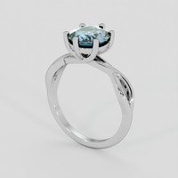 2.30 Ct. Greenish Blue Sapphire Ring, 10K White Gold 2