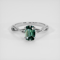 0.97 Ct. Bluish Green Sapphire Ring, 14K White Gold 1