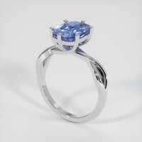 2.00 Ct. Blue Sapphire Ring, 14K White Gold 2