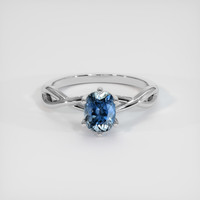 1.05 Ct. Blue Sapphire Ring, 14K White Gold 1