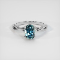 1.70 Ct. Greenish Blue Sapphire Ring, 14K White Gold 1