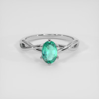 0.76 Ct. Emerald Ring, 18K White Gold 1