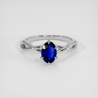 0.77 Ct. Blue Sapphire Ring, 18K White Gold 1