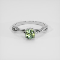 0.80 Ct. Yellowish Green Sapphire Ring, 18K White Gold 1