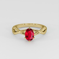 0.45 Ct. Ruby Ring, 14K Yellow Gold 1