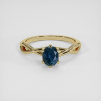 0.84 Ct. Greenish Blue Sapphire Ring, 14K Yellow Gold 1