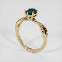 0.84 Ct. Greenish Blue Sapphire Ring, 14K Yellow Gold 2