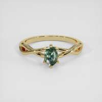 0.44 Ct. Bluish Green Sapphire Ring, 14K Yellow Gold 1