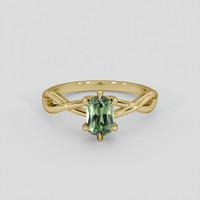 1.37 Ct. Green Sapphire Ring, 14K Yellow Gold 1