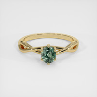 0.85 Ct. Bluish Green Sapphire Ring, 18K Yellow Gold 1