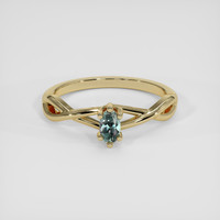 0.30 Ct. Bluish Green Sapphire Ring, 18K Yellow Gold 1