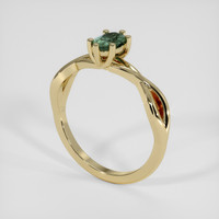 0.44 Ct. Bluish Green Sapphire Ring, 18K Yellow Gold 2