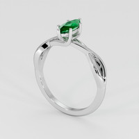 0.42 Ct. Emerald Ring, 18K White Gold 2