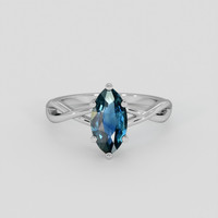 1.25 Ct. Greenish Blue Sapphire Ring, 18K White Gold 1