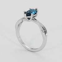 1.25 Ct. Greenish Blue Sapphire Ring, 18K White Gold 2