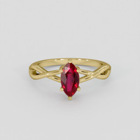 1.00 Ct. Ruby Ring, 14K Yellow Gold 1