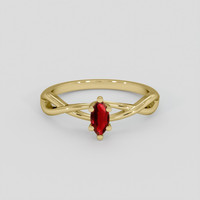 0.23 Ct. Ruby Ring, 18K Yellow Gold 1