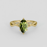 1.69 Ct. Green Sapphire Ring, 18K Yellow Gold 1