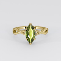 1.07 Ct. Green Sapphire Ring, 18K Yellow Gold 1
