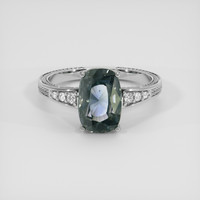 4.17 Ct. Bluish Green Sapphire Ring, Platinum 950 1