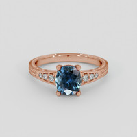 1.41 Ct. Greenish Blue Sapphire Ring, 18K Rose Gold 1
