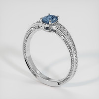 0.75 Ct. Blue Sapphire Ring, 14K White Gold 2