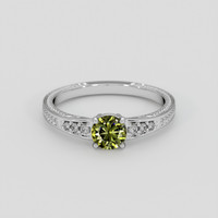 0.80 Ct. Yellowish Green Demantoid Garnet Ring, 18K White Gold 1