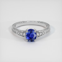 0.75 Ct. Blue Sapphire Ring, 18K White Gold 1