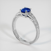 0.75 Ct. Blue Sapphire Ring, 18K White Gold 2