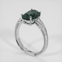 4.17 Ct. Bluish Green Sapphire Ring, 18K White Gold 2