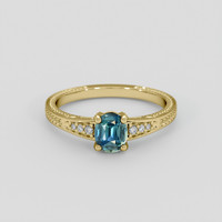 1.19 Ct. Bluish Green Sapphire Ring, 10K Yellow Gold 1
