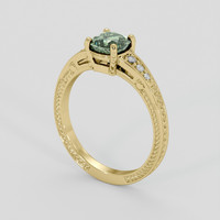 1.34 Ct. Green Sapphire Ring, 10K Yellow Gold 2