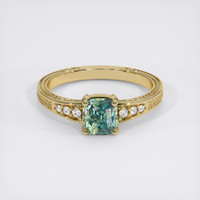 1.17 Ct. Greenish Blue Sapphire Ring, 14K Yellow Gold 1