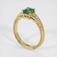 1.17 Ct. Greenish Blue Sapphire Ring, 14K Yellow Gold 2