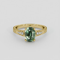 2.58 Ct. Yellowish Green Sapphire Ring, 14K Yellow Gold 1