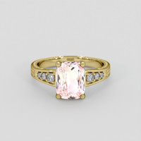 3.06 Ct. Peach Sapphire Ring, 14K Yellow Gold 1