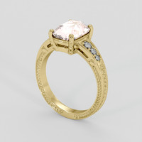 3.06 Ct. Peach Sapphire Ring, 14K Yellow Gold 2
