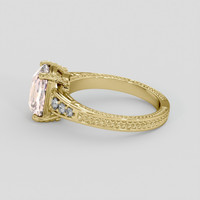 3.06 Ct. Peach Sapphire Ring, 14K Yellow Gold 4