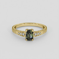 0.63 Ct. Green Sapphire Ring, 14K Yellow Gold 1