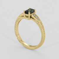 0.63 Ct. Green Sapphire Ring, 14K Yellow Gold 2