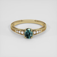 0.46 Ct. Bluish Green Sapphire Ring, 14K Yellow Gold 1