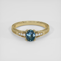 0.71 Ct. Greenish Blue Sapphire Ring, 14K Yellow Gold 1