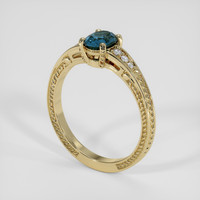 0.71 Ct. Greenish Blue Sapphire Ring, 14K Yellow Gold 2